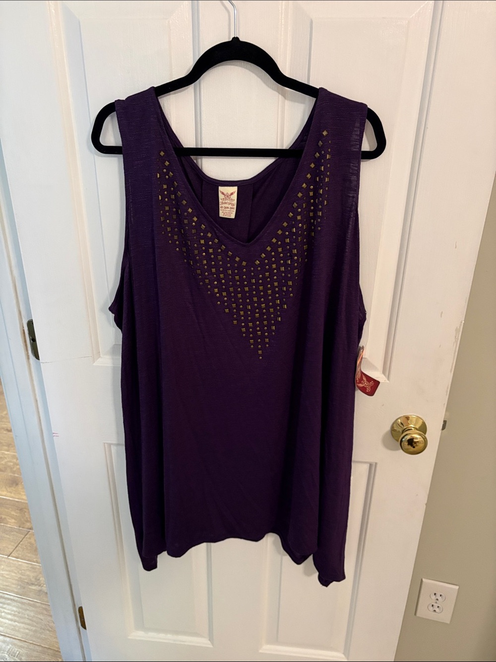 Faded Glory Purple Tank Top with Gold Stud Accents